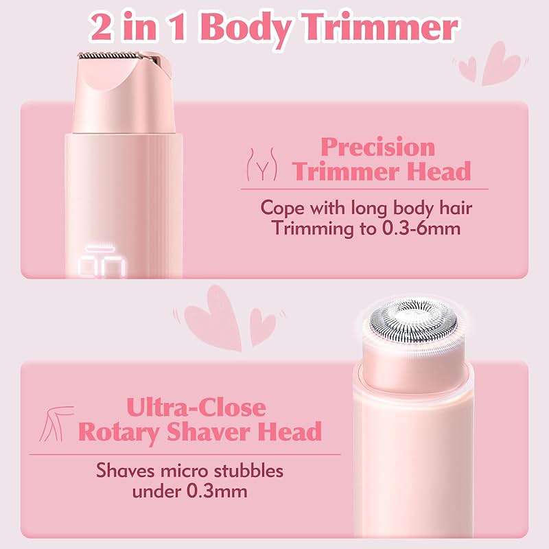 Bikini Trimmer for Women, 2 in 1 Electric Razor for Women Body Underarm Pubic Hair, Rechargeable LED Display Electric Trimmer - Image 3