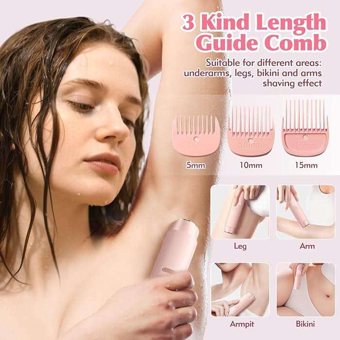 Bikini Trimmer for Women, 2 in 1 Electric Razor for Women Body Underarm Pubic Hair, Rechargeable LED Display Electric Trimmer - Image 4