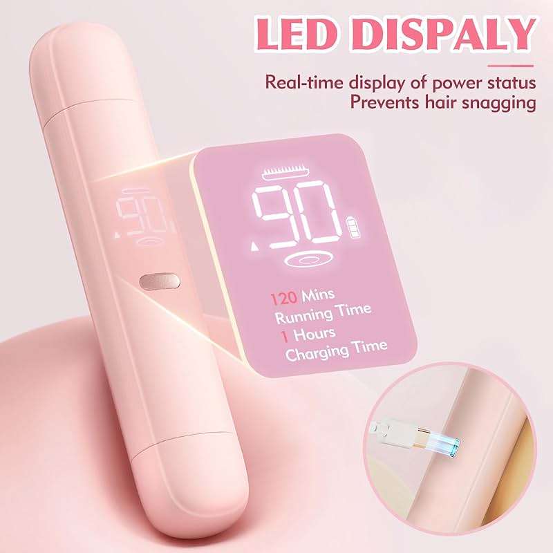 Bikini Trimmer for Women, 2 in 1 Electric Razor for Women Body Underarm Pubic Hair, Rechargeable LED Display Electric Trimmer - Image 5