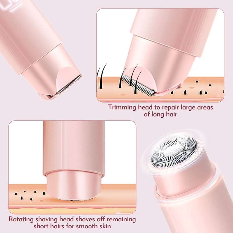Bikini Trimmer for Women, 2 in 1 Electric Razor for Women Body Underarm Pubic Hair, Rechargeable LED Display Electric Trimmer - Image 6