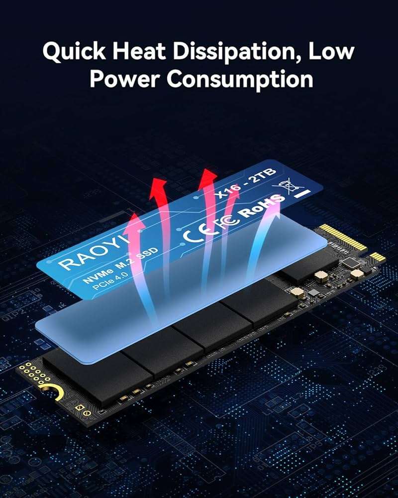 RAOYI 2TB NVMe Internal Solid State Drive M.2 2280 PCIe Gen4x4 SSD, Up to 5000MB/s, Configure SLC Cache, Storage and Memory Expansion for PS5 Laptop Desktop - Image 4