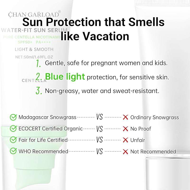Tinted Sunscreen for Face & Body – Madagascar Centella SPF 50+, Mineral with Tinted Moisturizer, Hyaluronic Acid & Niacinamide, Lightweight Korean Skin Care Sunblock, 50ml - Image 5