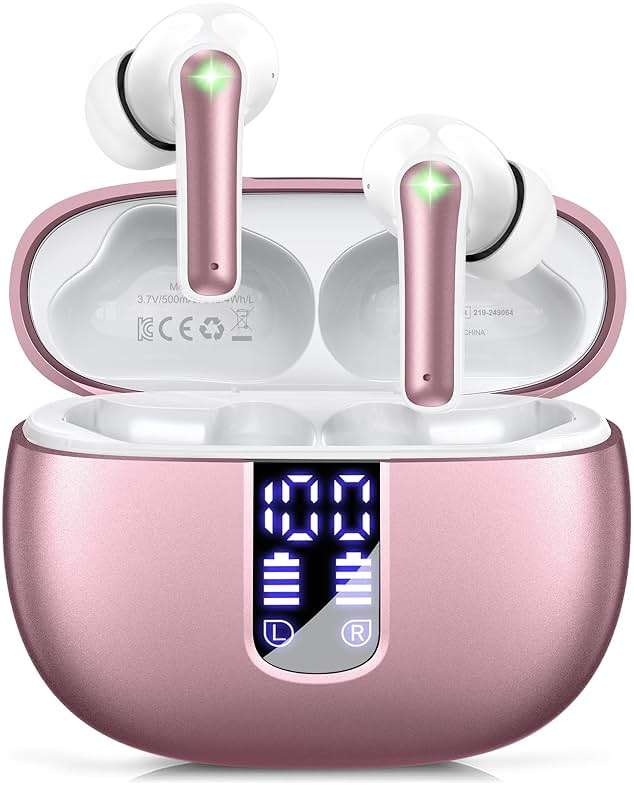 Ear Buds Wireless Earbuds - Bluetooth 5.3 Headphones (48H Playback) Built in Mic with LED Display Charging Case, IP7 Waterproof Earphone for iPhone Andriod Phones Laptop Sports Workout - Image 1