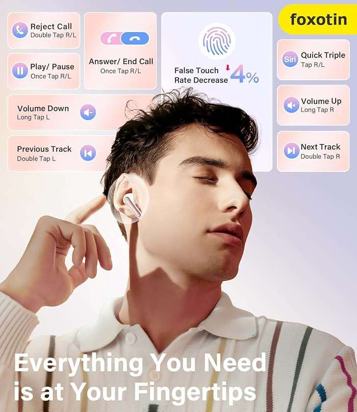 Ear Buds Wireless Earbuds - Bluetooth 5.3 Headphones (48H Playback) Built in Mic with LED Display Charging Case, IP7 Waterproof Earphone for iPhone Andriod Phones Laptop Sports Workout - Image 6