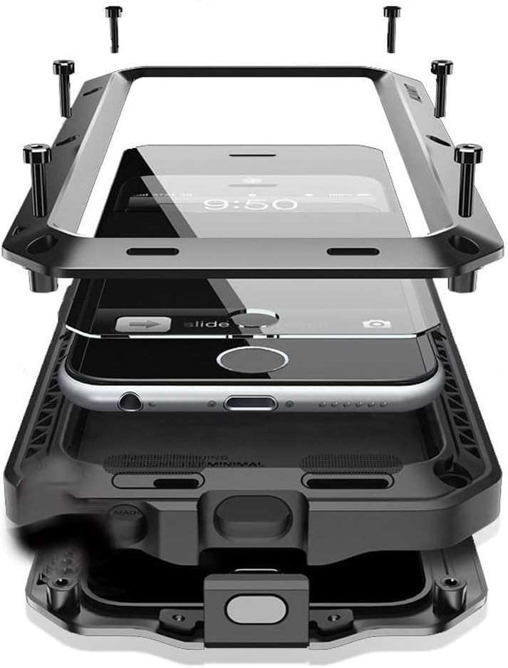 Marrkey for iPhone 16E Metal Case,Heavy Duty Shockproof Aluminum Alloy Tough Armour Military Grade Phone Case for iPhone 17E,Full Body Protective Cover with Silicone Built-in Screen Protector-Black - Image 1