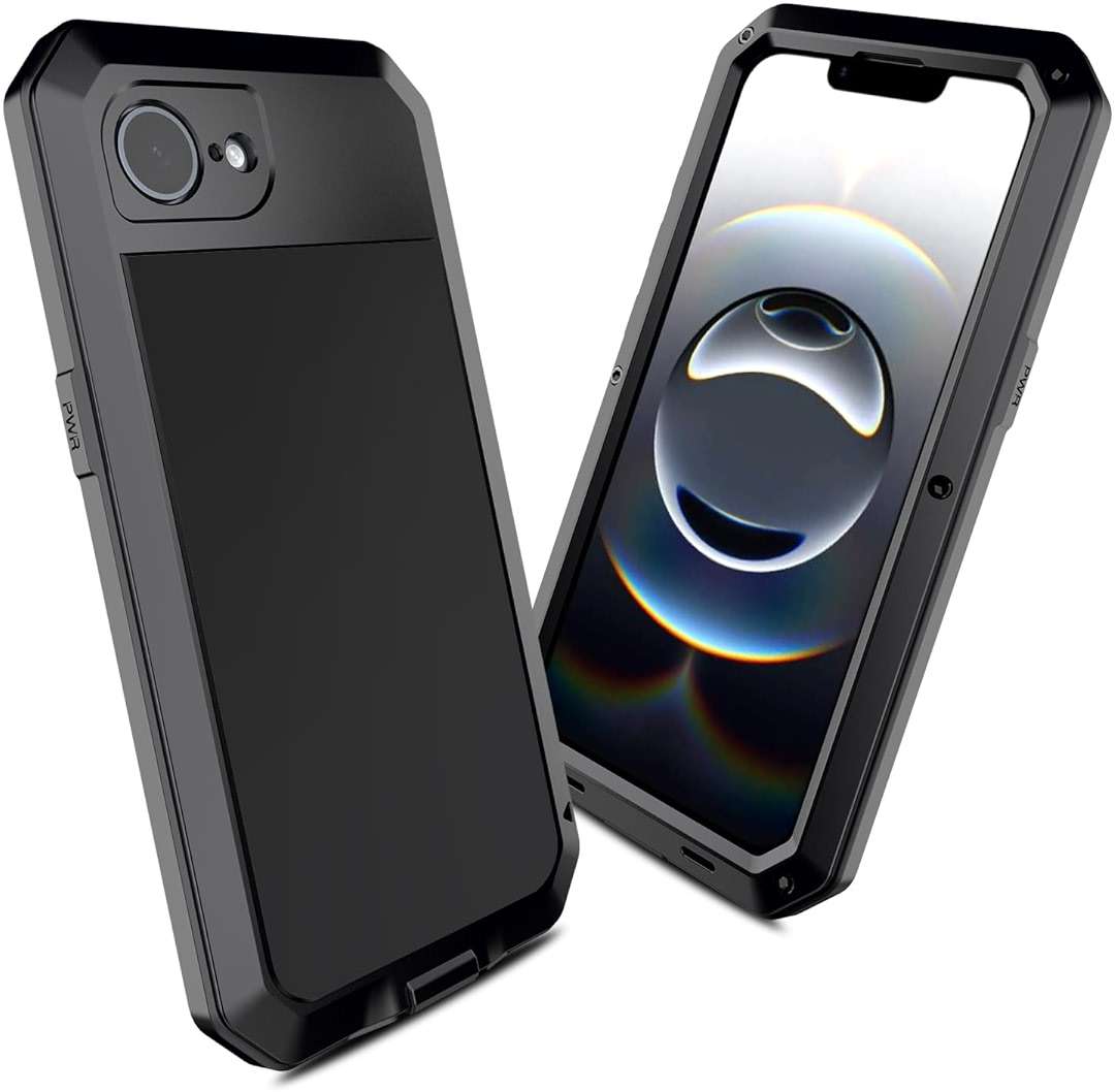 Marrkey for iPhone 16E Metal Case,Heavy Duty Shockproof Aluminum Alloy Tough Armour Military Grade Phone Case for iPhone 17E,Full Body Protective Cover with Silicone Built-in Screen Protector-Black - Image 4
