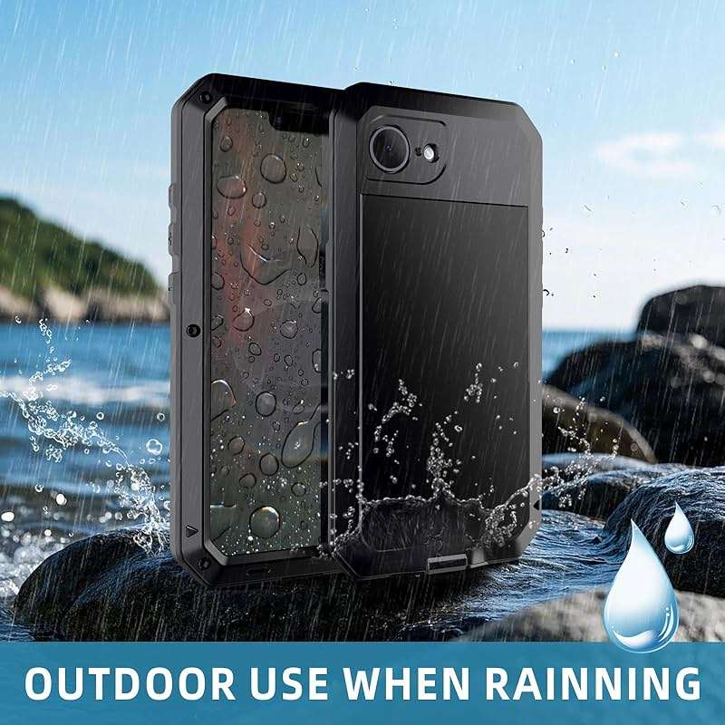 Marrkey for iPhone 16E Metal Case,Heavy Duty Shockproof Aluminum Alloy Tough Armour Military Grade Phone Case for iPhone 17E,Full Body Protective Cover with Silicone Built-in Screen Protector-Black - Image 6