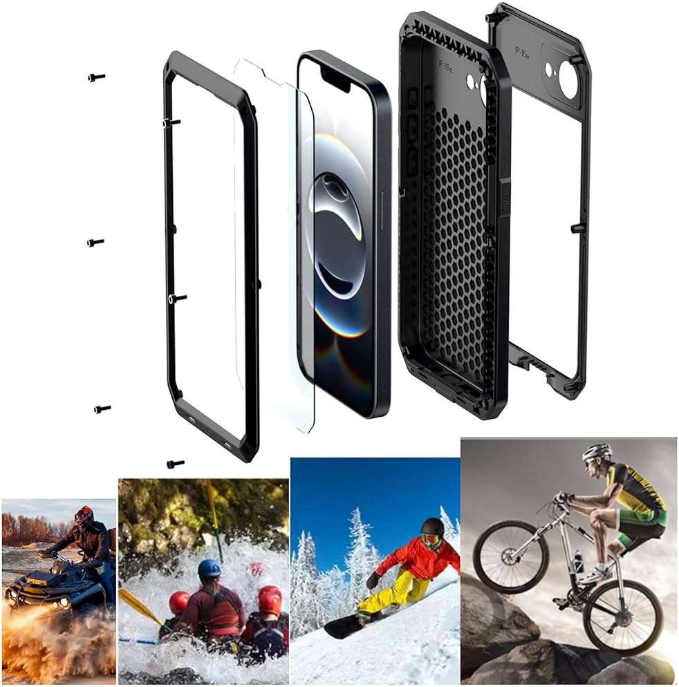 Marrkey for iPhone 16E Metal Case,Heavy Duty Shockproof Aluminum Alloy Tough Armour Military Grade Phone Case for iPhone 17E,Full Body Protective Cover with Silicone Built-in Screen Protector-Black - Image 8