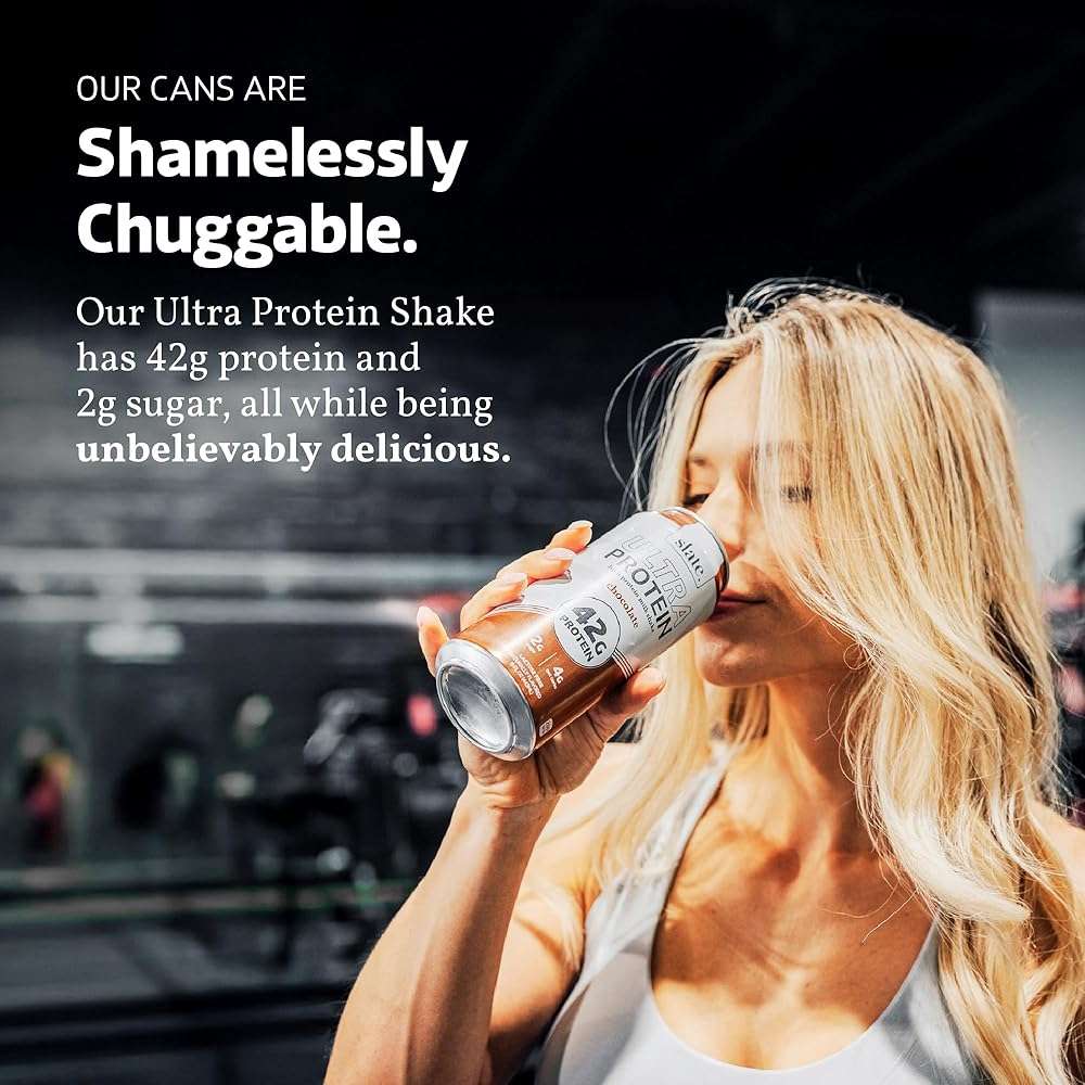 Slate Milk - Ultra Protein Shake - Chocolate - 42g Protein, 1g Sugar, 190 Calories, 2g Net Carbs - Lactose Free, No Added Sugar - Made with Ultra Filtered Milk - Breakfast Boost, Post Workout - 15 fl oz, 12 Cans - Image 4