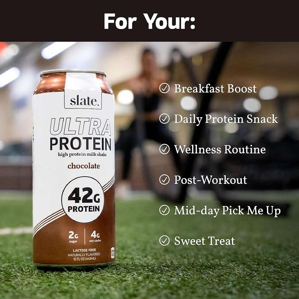Slate Milk - Ultra Protein Shake - Chocolate - 42g Protein, 1g Sugar, 190 Calories, 2g Net Carbs - Lactose Free, No Added Sugar - Made with Ultra Filtered Milk - Breakfast Boost, Post Workout - 15 fl oz, 12 Cans - Image 5