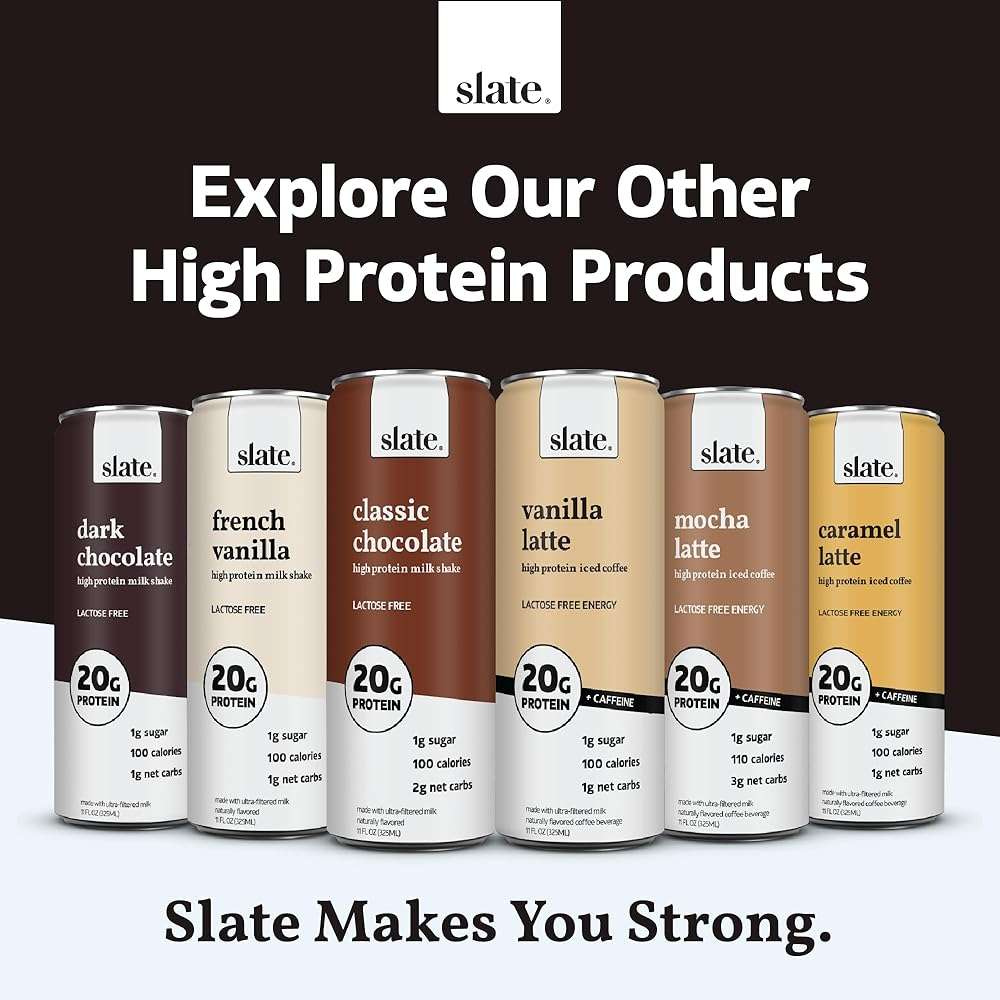 Slate Milk - Ultra Protein Shake - Chocolate - 42g Protein, 1g Sugar, 190 Calories, 2g Net Carbs - Lactose Free, No Added Sugar - Made with Ultra Filtered Milk - Breakfast Boost, Post Workout - 15 fl oz, 12 Cans - Image 6