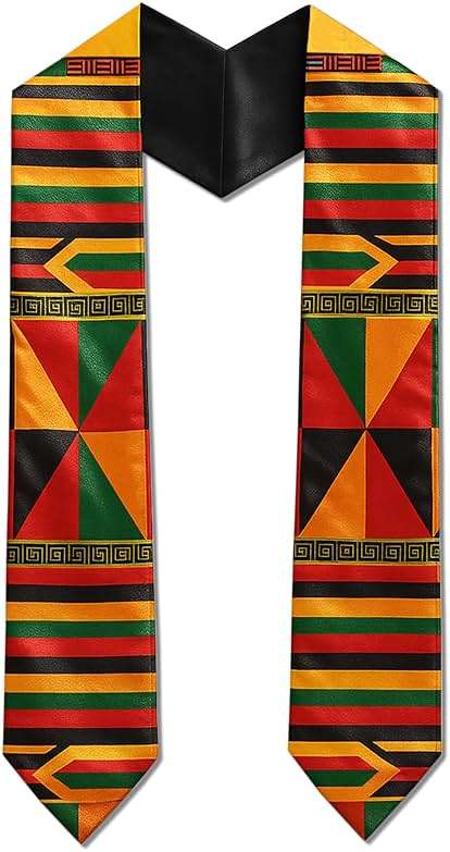Adult Graduation Stole - Traditional African Kente Design | 60” Long Beautiful Satin Cloth - Image 1