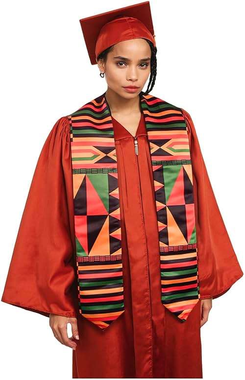 Adult Graduation Stole - Traditional African Kente Design | 60” Long Beautiful Satin Cloth - Image 2