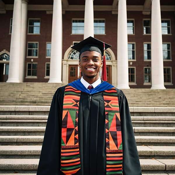 Adult Graduation Stole - Traditional African Kente Design | 60” Long Beautiful Satin Cloth - Image 4