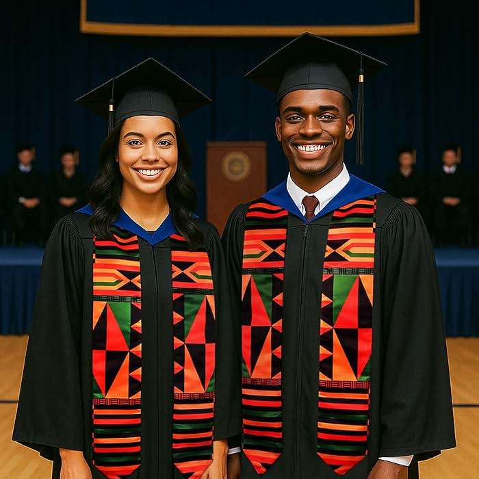 Adult Graduation Stole - Traditional African Kente Design | 60” Long Beautiful Satin Cloth - Image 5