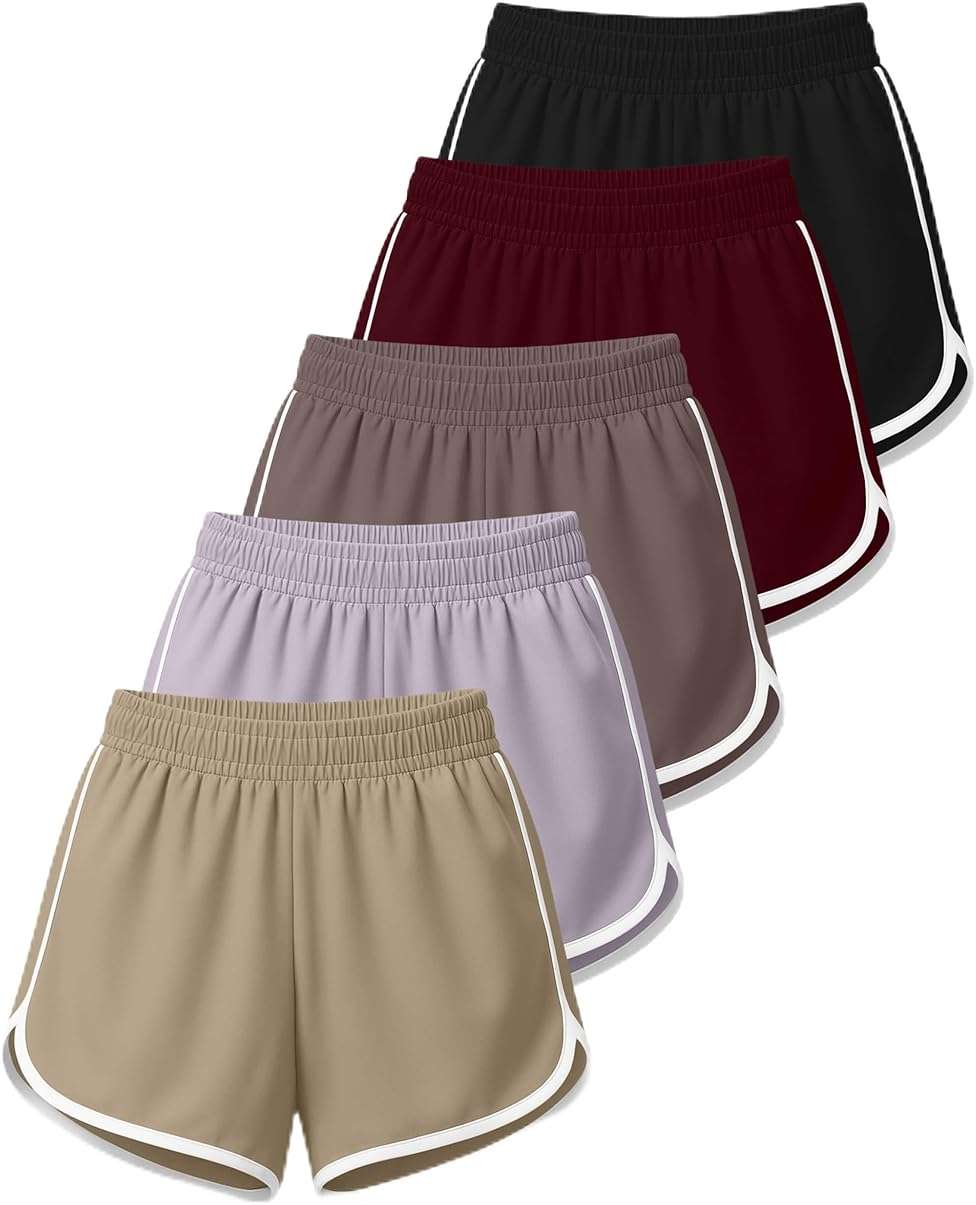 Real Essentials 5 Pack: Women’s Dry-Fit Dolphin Shorts – Athletic Running Workout Gym Lounge Active Casual (Plus Available) - Image 1