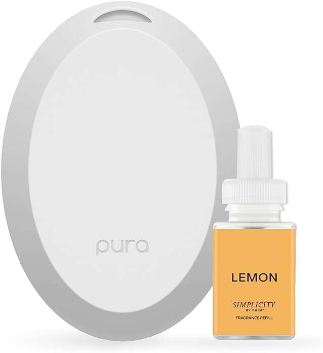 Pura Home Mini Fragrance Diffuser for Small Spaces Adjustable Smart Home Device with LED Light & Automatic Vial Detection - Includes 1 Scent Refill - Lemon - Image 1
