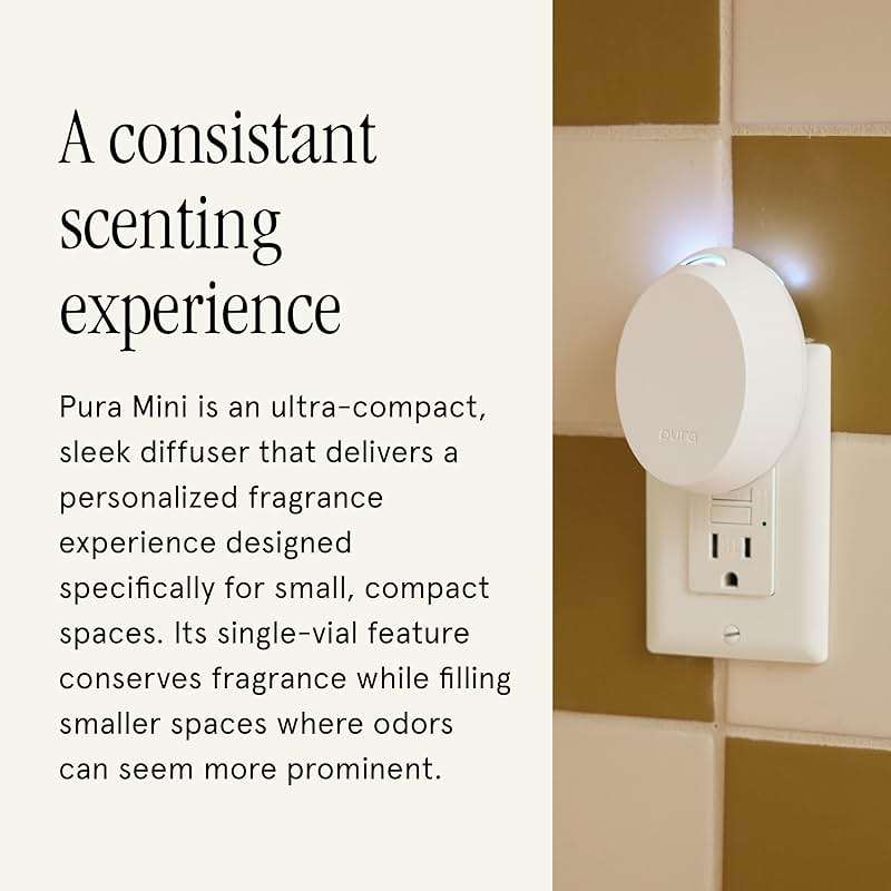 Pura Home Mini Fragrance Diffuser for Small Spaces Adjustable Smart Home Device with LED Light & Automatic Vial Detection - Includes 1 Scent Refill - Lemon - Image 4