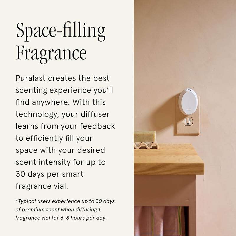 Pura Home Mini Fragrance Diffuser for Small Spaces Adjustable Smart Home Device with LED Light & Automatic Vial Detection - Includes 1 Scent Refill - Lemon - Image 6