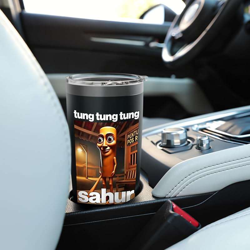 TUNG TUNG TUNG SAHUR Dank meme internet funny 2025 brainrot Stainless Steel Insulated Tumbler - Image 2