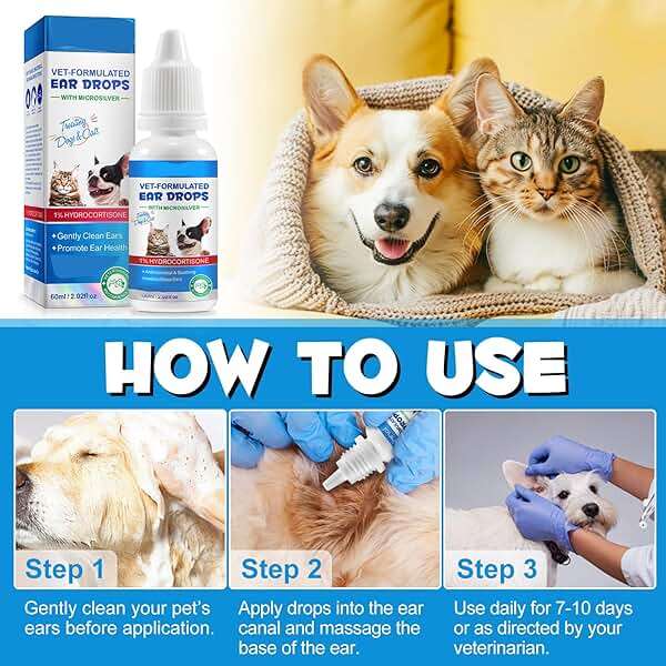 SDJUFEI Dog Ear Infection Treatment Drops, with 1% Hydrocortisone, Ear Yeast Infection Treatment for Dogs and Cats, Dog Ear Drops for Yeast Infection, Dog Ear Infection Drops for Itchy Ear Relief - Image 3