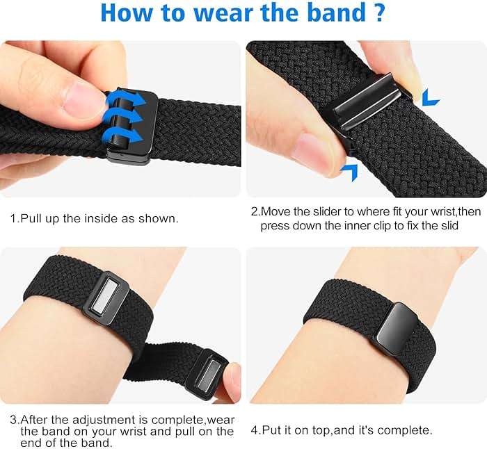 FINTIE Magnetic Braided Band Compatible with Garmin Vivoactive 5/6/3/3 Music/Forerunner 55/165/245/645/Venu Sq 2, 20mm Soft Elastic Fabric Adjustable Replacement Sport Straps - Image 9