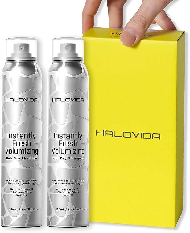 HALOVIDA Dry Shampoo for Women, Dry Scalp Shampoo Spray for Dark Hair Leaves No White Residue, Absorb Oils, Volumizing & Refresh Hair for 72 Hours, 5.07 Fl Oz (Pack of 2) - Image 1