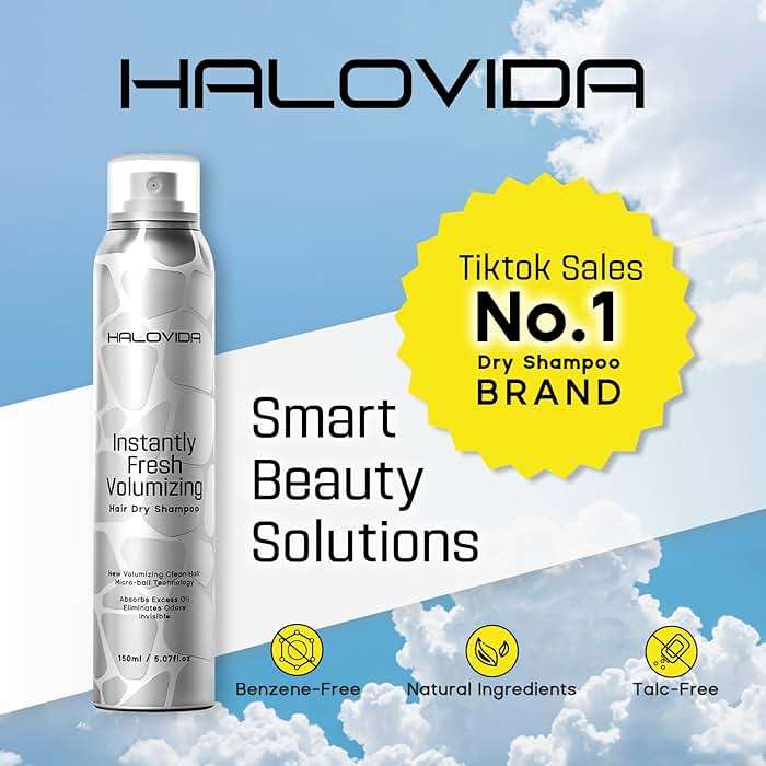 HALOVIDA Dry Shampoo for Women, Dry Scalp Shampoo Spray for Dark Hair Leaves No White Residue, Absorb Oils, Volumizing & Refresh Hair for 72 Hours, 5.07 Fl Oz (Pack of 2) - Image 7