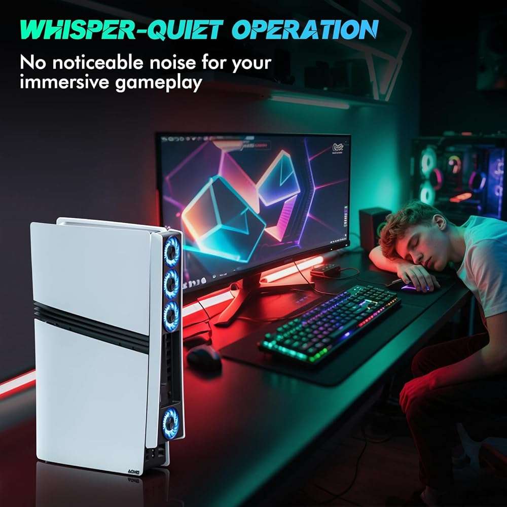 Ps5 Pro 4 Cooling Fans,Ps5 Pro Accessories Fans with USB 3.0,Efficient Quiet Cooler Fan with Adjustable Speed,Cooling Fan for PlayStation5 Pro Temperature-Controlled - Image 3