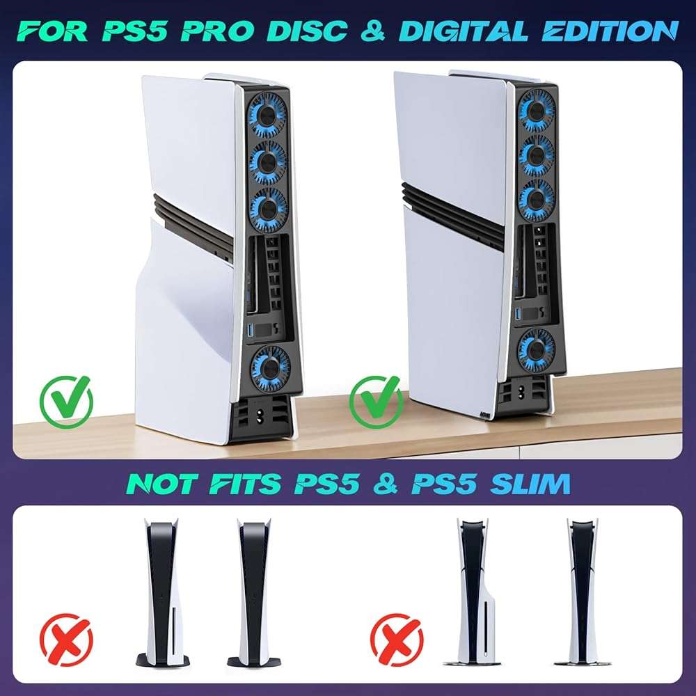 Ps5 Pro 4 Cooling Fans,Ps5 Pro Accessories Fans with USB 3.0,Efficient Quiet Cooler Fan with Adjustable Speed,Cooling Fan for PlayStation5 Pro Temperature-Controlled - Image 6