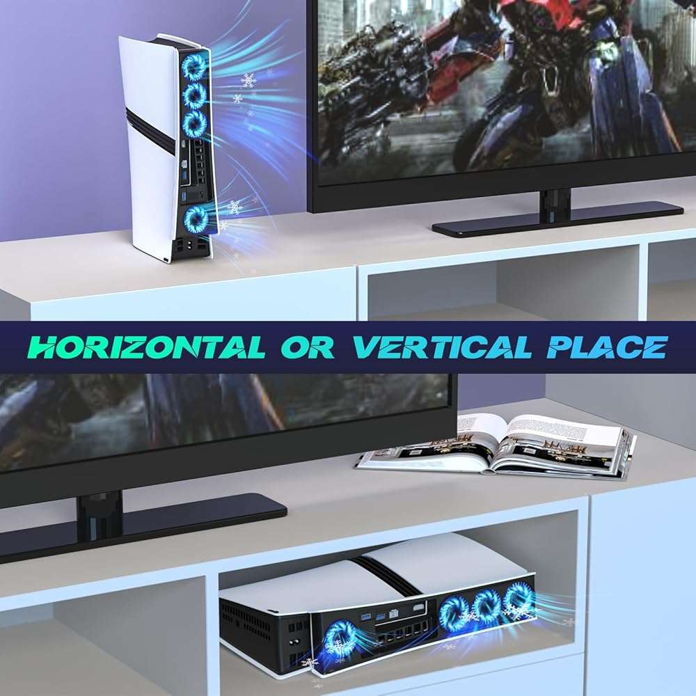 Ps5 Pro 4 Cooling Fans,Ps5 Pro Accessories Fans with USB 3.0,Efficient Quiet Cooler Fan with Adjustable Speed,Cooling Fan for PlayStation5 Pro Temperature-Controlled - Image 7