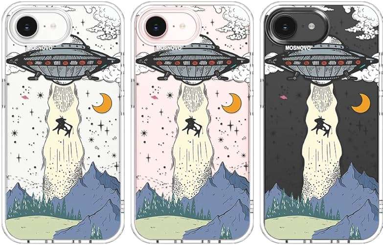 MOSNOVO for iPhone 17e Case/iPhone 16e Case, Shockproof Military-Grade Protection 6.6ft Drop Tested, Clear Phone Case for iPhone 16e / iPhone 17e, UFO Design - Image 3