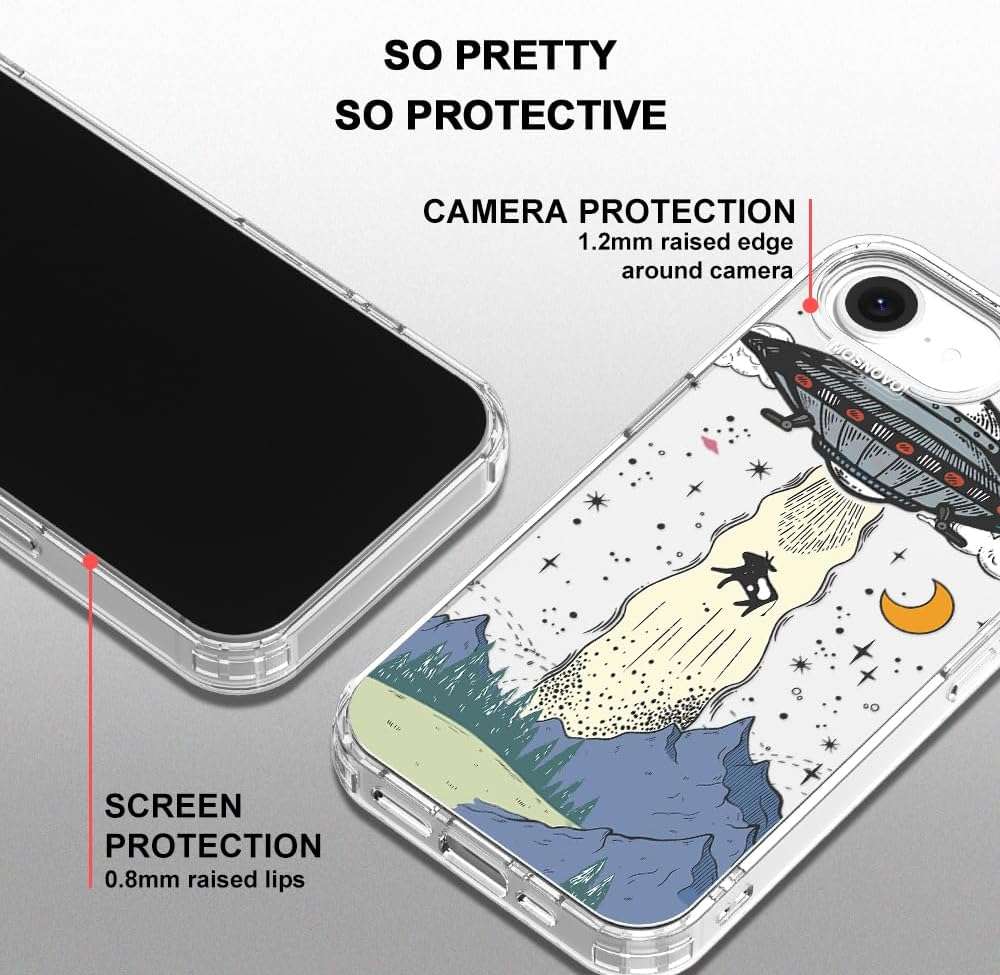 MOSNOVO for iPhone 17e Case/iPhone 16e Case, Shockproof Military-Grade Protection 6.6ft Drop Tested, Clear Phone Case for iPhone 16e / iPhone 17e, UFO Design - Image 4