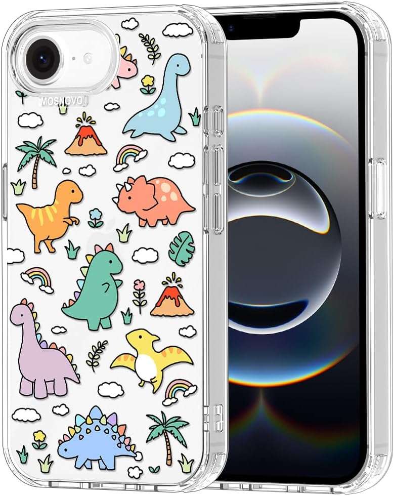 MOSNOVO for iPhone 17e Case/iPhone 16e Case, Shockproof Military-Grade Protection 6.6ft Drop Tested, Clear Phone Case for iPhone 16e / iPhone 17e, Dinosaur Land Design - Image 1