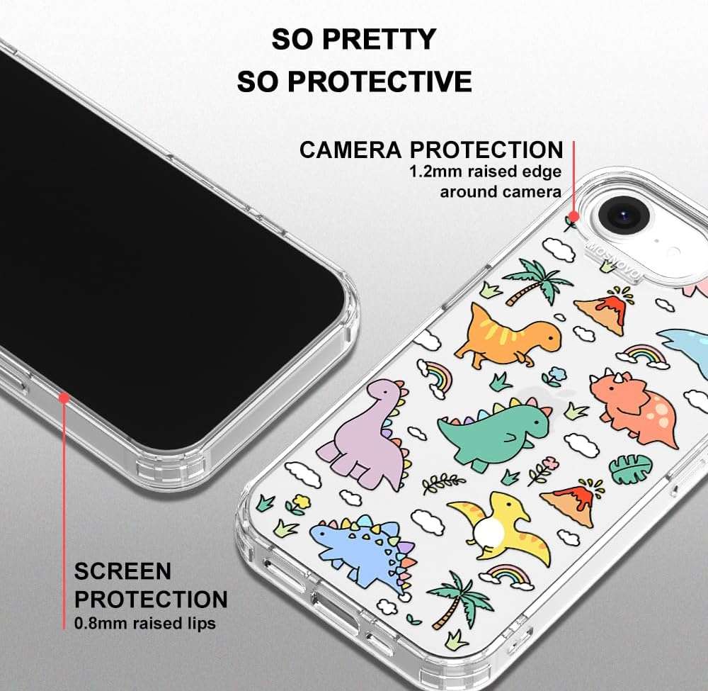 MOSNOVO for iPhone 17e Case/iPhone 16e Case, Shockproof Military-Grade Protection 6.6ft Drop Tested, Clear Phone Case for iPhone 16e / iPhone 17e, Dinosaur Land Design - Image 4