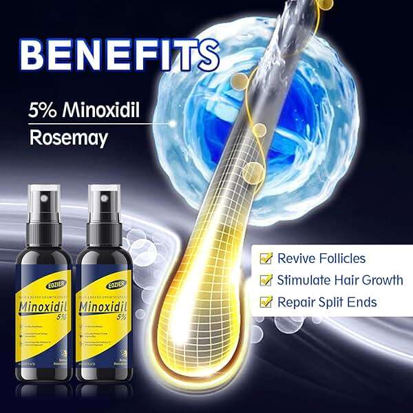 5% Minoxidil with Biotin, Hair Loss Treatments for Women Men Hair Regrowth Treatment, Minoxidil Spray Hair and Beard Mustached Growth Serum Oil, Improves Appearance of Thinning Hair,4 FL OZ/120mL - Image 7