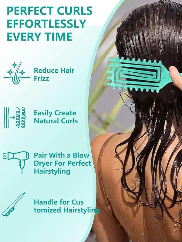 Curly Hair Brush Curl Defining Brush for Detangling Shaping and Defining Curls for Women, Men, Wet & Dry Hair (Green) - Image 4