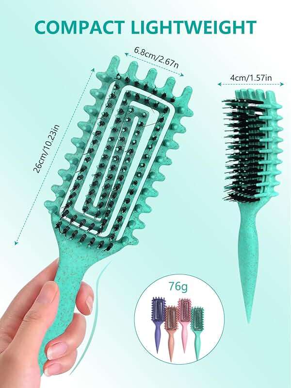Curly Hair Brush Curl Defining Brush for Detangling Shaping and Defining Curls for Women, Men, Wet & Dry Hair (Green) - Image 5