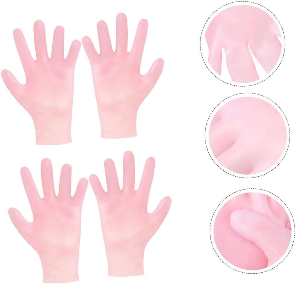 PartyKindom 2 Pairs Moisturizing Exfoliating Gloves for Women Anti-Dry Hand Care Soft Cotton for Overnight Use Effective for Cracked Skin - Image 5