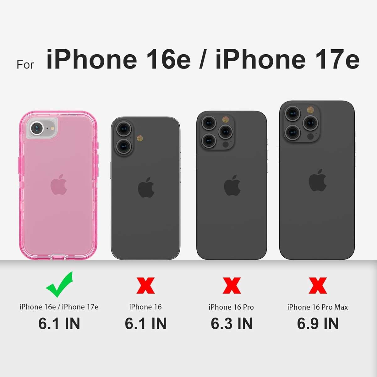 Follaroma for iPhone 17e/iPhone 16e Case, Heavy Duty Shockproof Protection Phone Cases, Anti-Drop, Dual Layer Transparent Protective Cover Compatible with iPhone 17e/iPhone 16e, 6.1'', Crystal Pink - Image 2