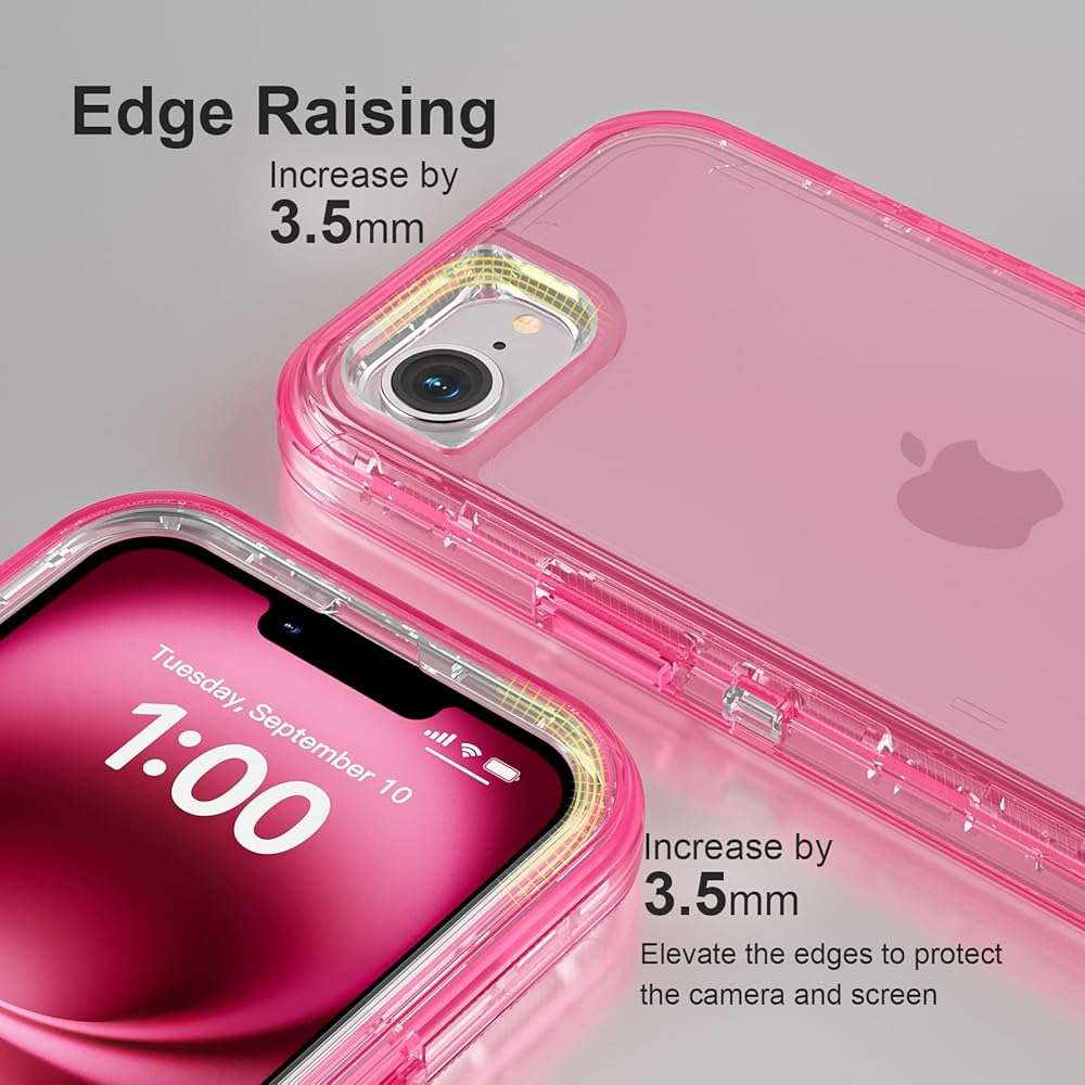 Follaroma for iPhone 17e/iPhone 16e Case, Heavy Duty Shockproof Protection Phone Cases, Anti-Drop, Dual Layer Transparent Protective Cover Compatible with iPhone 17e/iPhone 16e, 6.1'', Crystal Pink - Image 4