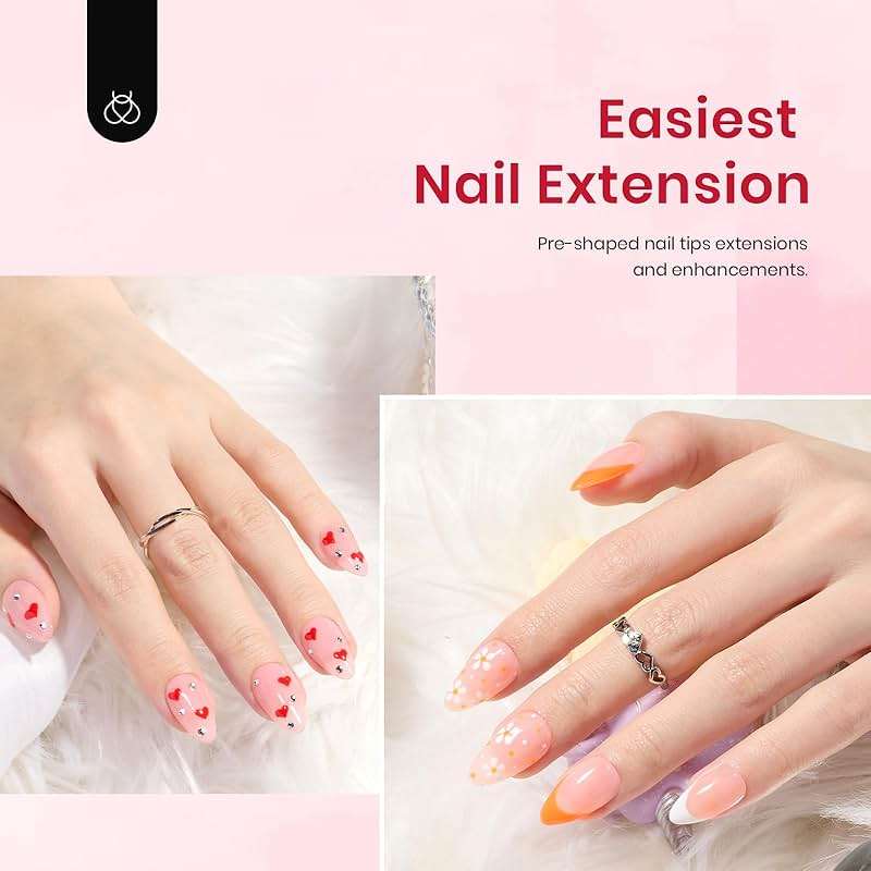 Beetles Gel Nail Kit 504Pcs Short Almond Gel Nail Tips with 9 in 1 Nail Glue Nail Extension Set Uv Led Lamp Acrylic False Tips Kit DIY Nails Art Gifts for Women - Image 5