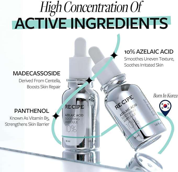 RECIPE Azelaic Acid 10 Soothing Ampoule - Soothing Serum, Facial Serum for Sensitive skin - Korean Skincare for Mild Breakouts (1.01 fl oz) - Image 3