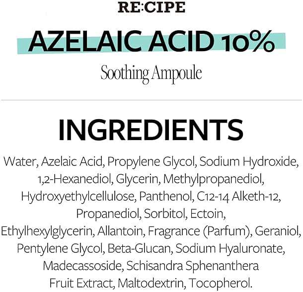 RECIPE Azelaic Acid 10 Soothing Ampoule - Soothing Serum, Facial Serum for Sensitive skin - Korean Skincare for Mild Breakouts (1.01 fl oz) - Image 7