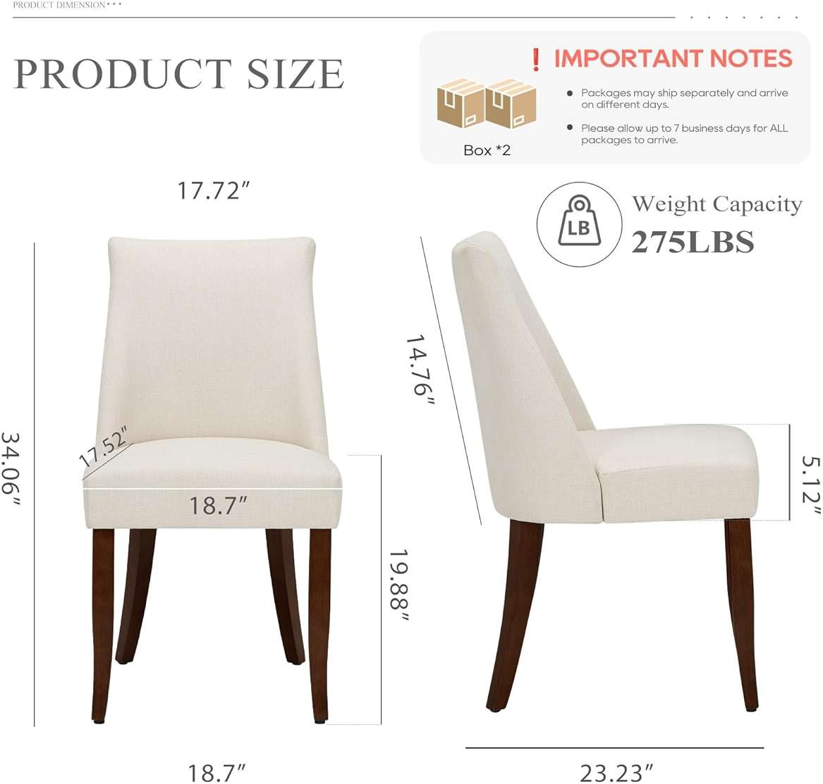 COLAMY Upholstered Dining Chairs Set of 4, Mid Century Modern Kitchen Chairs with Back, Farmhouse Fabric Side Dining Room Chairs with Wood Legs for Dining Room Restaurant, Beige - Image 2