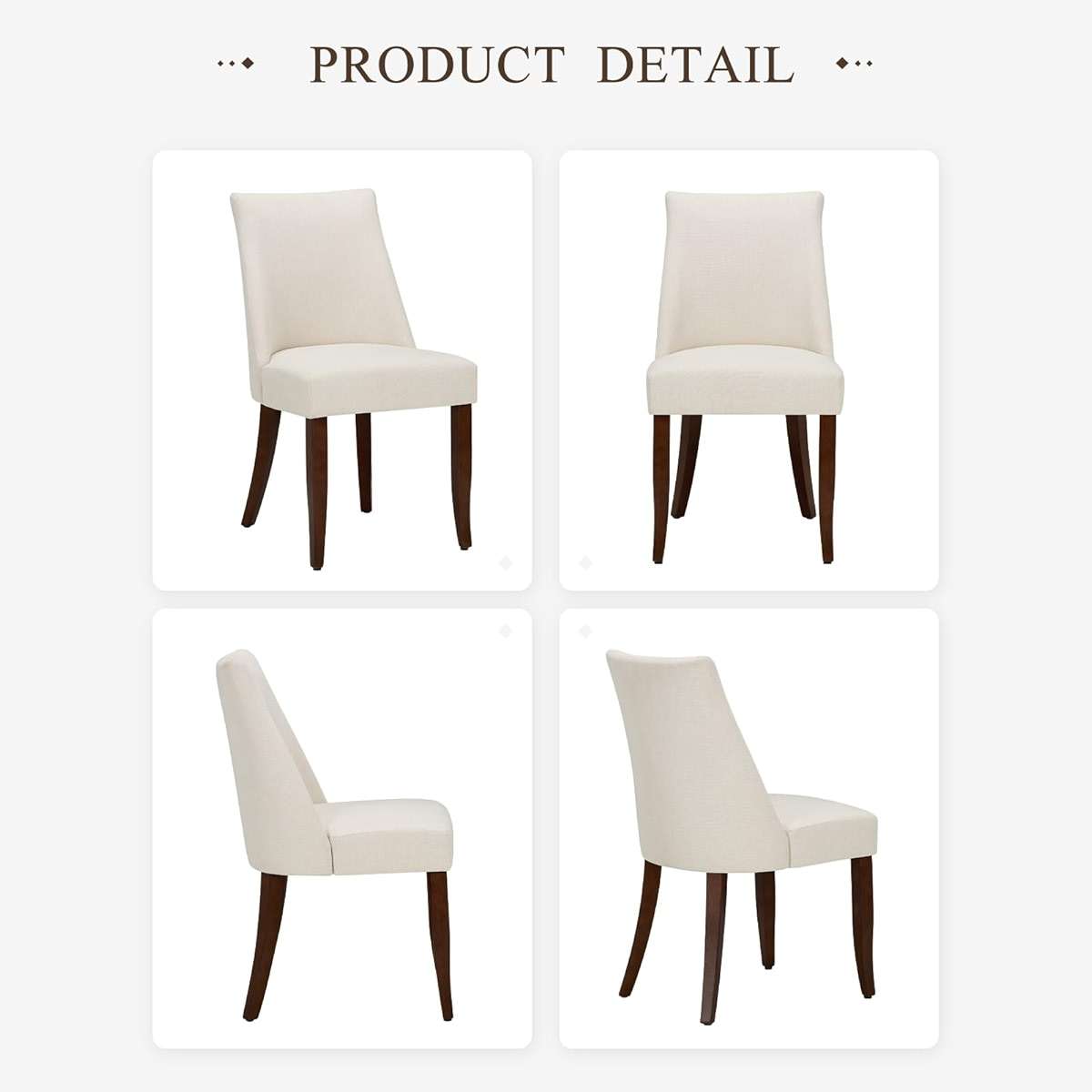 COLAMY Upholstered Dining Chairs Set of 4, Mid Century Modern Kitchen Chairs with Back, Farmhouse Fabric Side Dining Room Chairs with Wood Legs for Dining Room Restaurant, Beige - Image 8