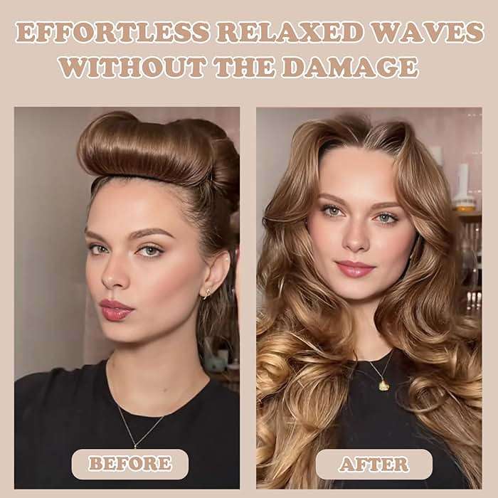 jejucy Heatless Curls Overnight, 5 Pcs Heatless Hair Curlers to Sleep in Soft Overnight Blowout Rods No Heat Hair Rollers Curling Rods for Women Blowout Look Long Hair - Brown - Image 2