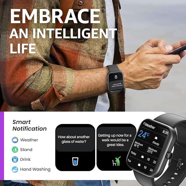 TOZO Smart Watch for Men Women for iPhone&Android, 1.83" Fitness Tracker Bluetooth Call [Answer/Make], IP68 Waterproof Sleep Monitor, 100+ Sport Modes - Image 4