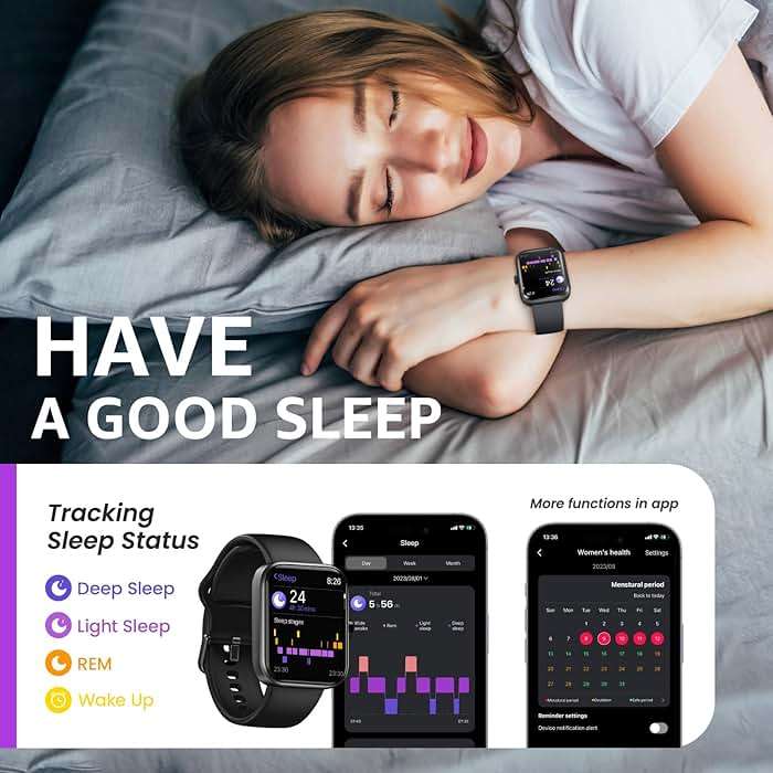 TOZO Smart Watch for Men Women for iPhone&Android, 1.83" Fitness Tracker Bluetooth Call [Answer/Make], IP68 Waterproof Sleep Monitor, 100+ Sport Modes - Image 6