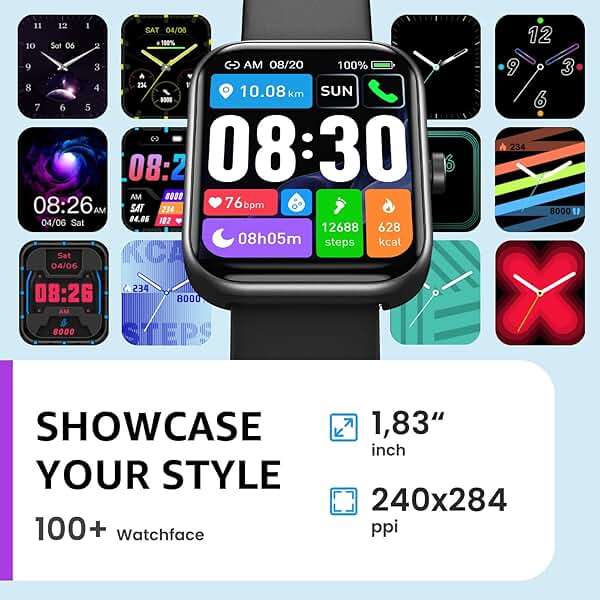 TOZO Smart Watch for Men Women for iPhone&Android, 1.83" Fitness Tracker Bluetooth Call [Answer/Make], IP68 Waterproof Sleep Monitor, 100+ Sport Modes - Image 7